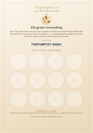 Parfumpostkaart – 12x gratis verzending, 1 jaar geldig