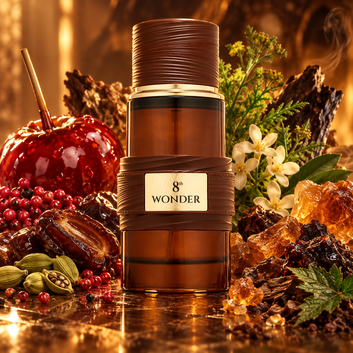 French Avenue 8th Wonder eau de parfum, bruine flacon met suikerappel, kardemom, dadels en amber